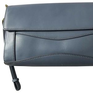 J Crew Medium Light Blue Leather Clutch